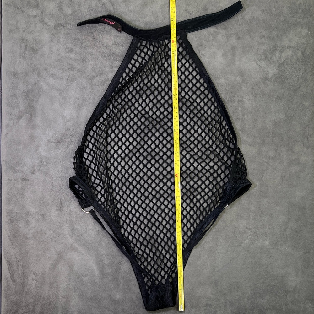 Dreamgirl Black Fishnet Open Back Collar Bodysuit S/M - Picture 12 of 13